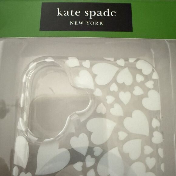 KATE SPADE Protective Case Magsafe For IPHONE 16 White Clear Hearts New Open Box - Picture 3 of 3